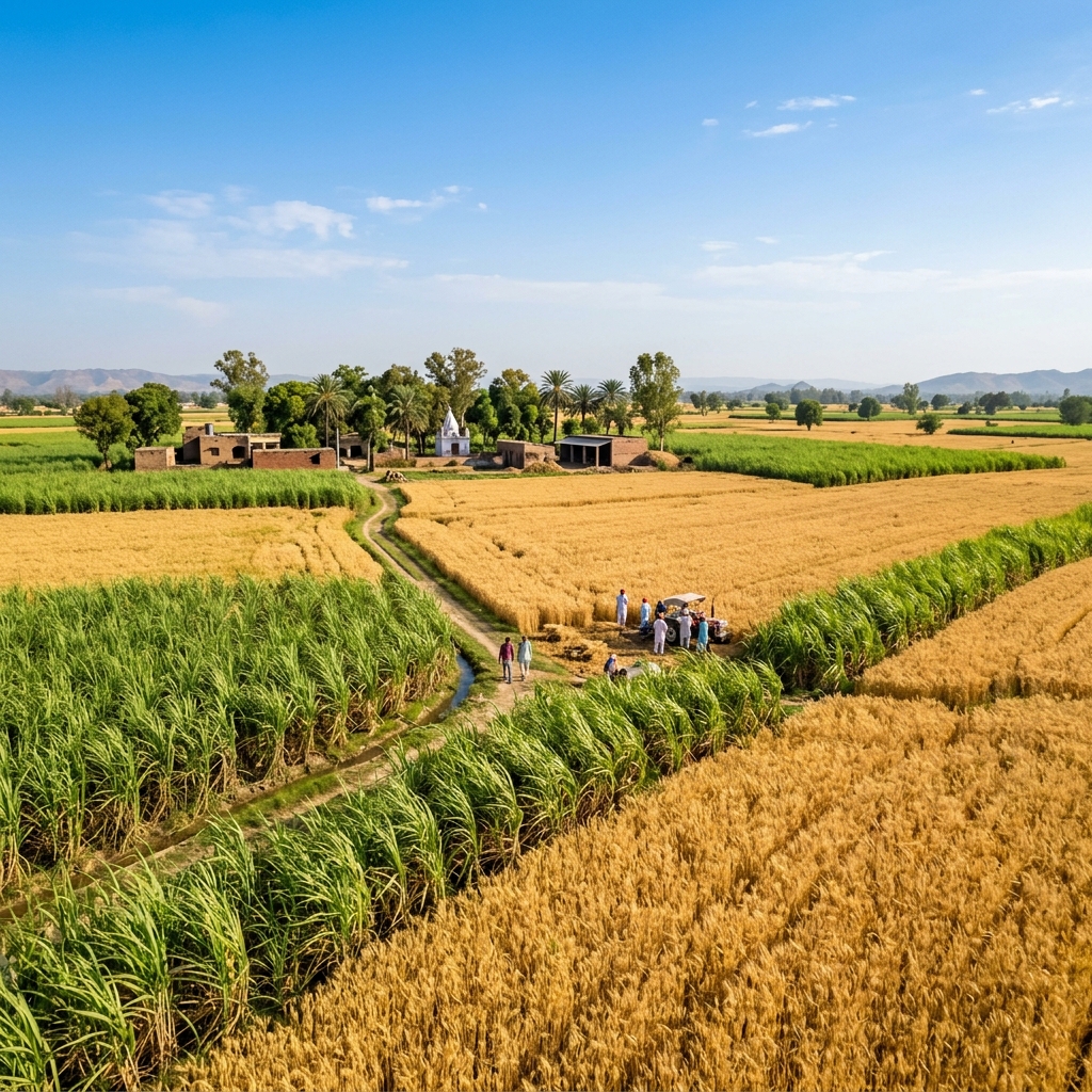 Lush grain farm in India